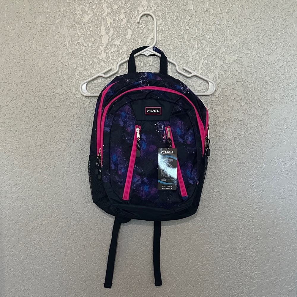 Fuel Galaxy Print Backpack with Pink Accents